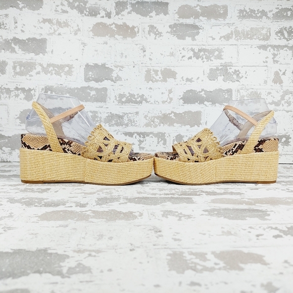 New Jessica Simpson Camilia Snake Print Leather/Textile Platform Sandals X467 - Picture 7 of 13